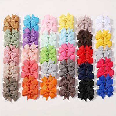 TEMU 60-pack Cute Butterfly Hair Clips For Kids - Polyester Fiber With Iron, Mixed Color Solid Pattern, Daily & Casual Wear Accessories For Children