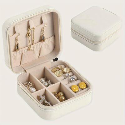 TEMU 1pc Portable Jewelry Storage Box, Travel Earrings Necklace Ring Case, Simple Jewelry Organizer Box