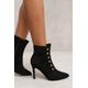Where's That From Wheres Womens 'leane' Pointed Toe Mid Heel Ankle Boots With Gold Buttons - Black - Size UK 7