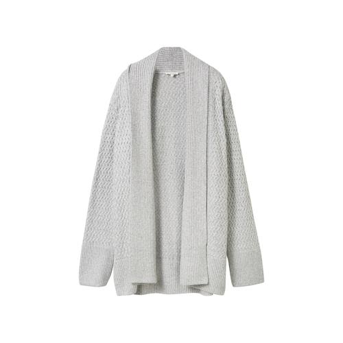 TOM TAILOR Damen Cardigan mit Struktur, grau, Uni, Gr. L