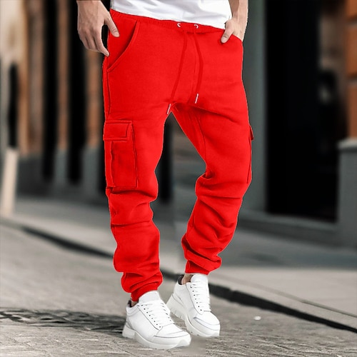 Herren Cargo-Hosen Hose Cargo-Jogginghose Elastischer Bund Mehrere Taschen Einfach tragbar Outdoor Täglich Campen und Wandern Mode Klassisch Schwarz Gelb Image