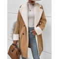 Per donna Cappotto invernale Cappotto teddy Antivento Tenere al caldo Bottoni Collo di pelliccia Elegante Esterno Tinta unica Ufficio Informale Doppiopetto Collo ripiegabile Morbido Manica lunga