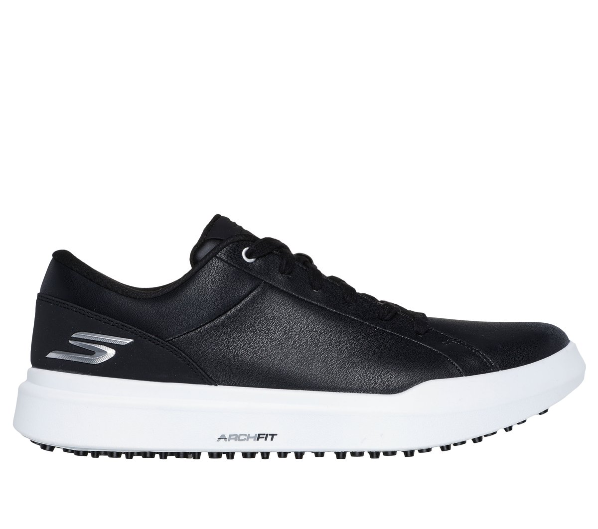Skechers Men's Waterproof Relaxed Fit: GO GOLF Drive 6 Shoes | Size 9.0 | Black/White | Leather/Synthetic | Arch Fit