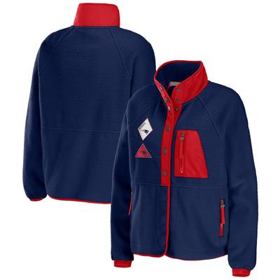 Damen WEAR by Erin Andrews Marineblaue New England Patriots Polar Fleece Raglan Full-Snap Jacke Image