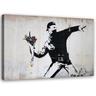 Feeby - Tableau sur toile, Banksy Hooligan jetant un bouquet de fleurs - 60x40