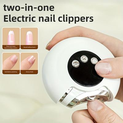 TEMU Electric Nail Clipper With Light 3 Speeds, Nail Polish 2 In 1 Design, Nail Clips Storage, Usb Rechargeable Safe Electric Nail Trimmer For Adults And Seniors