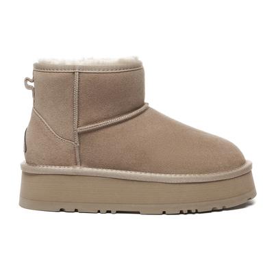 EVER AU Damen Leder Plateau Kurzstiefel - Dusky