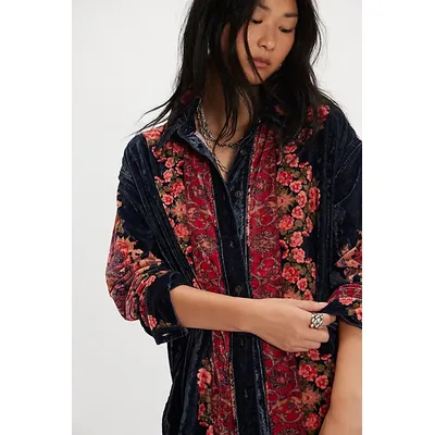 We The Free One Night Velvet Top at Free People in Night Owl Combo, Size: XS