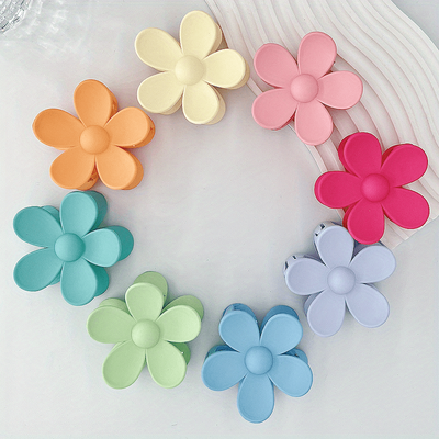 TEMU 8pcs/ Set Matte Solid Color Flower Shaped Hair Clip Plastic Shark Claw Clip, Suitable For And Hair Female Hair Clip