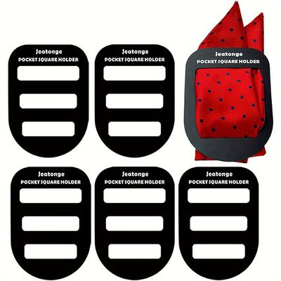 TEMU 5pcs Men' Square Holders - Sleek, Lightweight Plastic Stands For Suit Handkerchiefs & Accessories