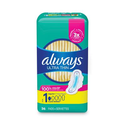 Always® 08322PK Ultra Thin Pads, Regular, 36/Pack - Pack of 36