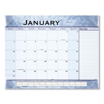 At-A-Glance 89701 Slate Blue Desk Pad, 22 x 17, Blue Sheets, Clear Corners, 12-Month (Jan to Dec): 2024