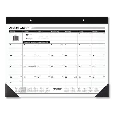 At-A-Glance SK22-00 Monthly Refillable Desk Pad, 22 x 17, White Sheets, Black Binding, Black Corners, 12-Month (Jan to Dec): 2024
