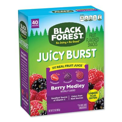 Black Forest FER02067 Juicy Burst Fruit Flavored Snack, Berry Medley, 32 oz, 40/Box - Box of 40