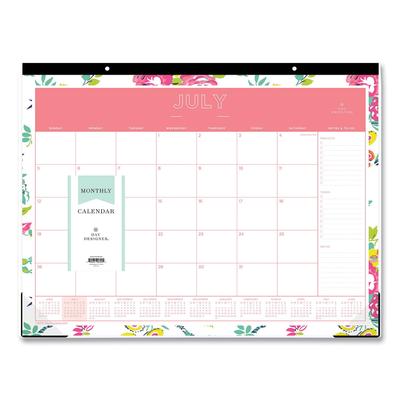 Blue Sky 107938 Day Designer Peyton Academic Desk Pad, Floral Artwork, 22 x 17, Black Binding, Clear Corners, 12-Month (July-June): 2023-2024