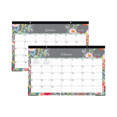 Blue Sky 140089 Sophie Desk Pad, Sophie Floral Artwork,17 x 11, Multicolor Sheets,Black Binding, Clear Corners,12-Month (Jan-Dec): 2024