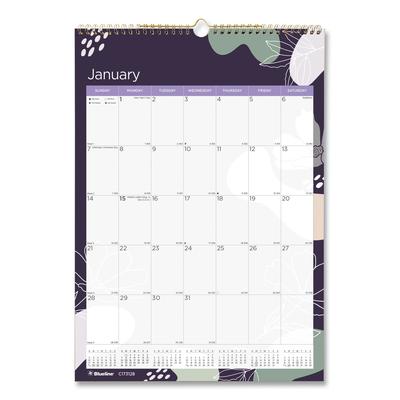 Blueline C173128 12-Month Colorful Wall Calendar, Abstract Floral Artwork, 12 x 17, White Sheets, 12-Month (Jan to Dec): 2024