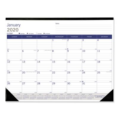 Blueline C177227 DuraGlobe Monthly Desk Pad Calendar, 22 x 17, White/Blue/Gray Sheets, Black Binding/Corners, 12-Month (Jan to Dec): 2024