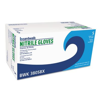 Boardwalk 380SCTA Disposable General-Purpose Nitrile Gloves, Small, Blue, 4 mil, 1,000/Carton - Case of 1000