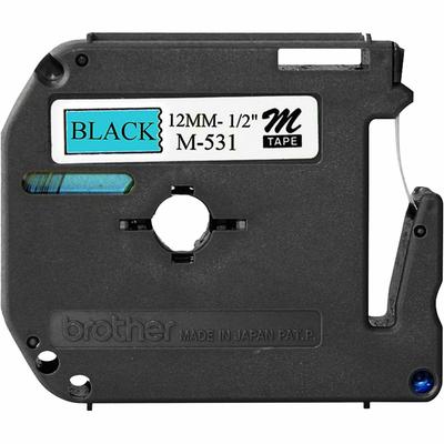 Brother M-531 M Series Tape Cartridge for P-Touch Labelers, 0.47" x 26.2 ft, Black on Blue