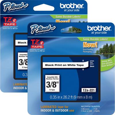 Brother TZE221BD Tape Cartridge, Laminated, f/P-Touch 8m, 3/8