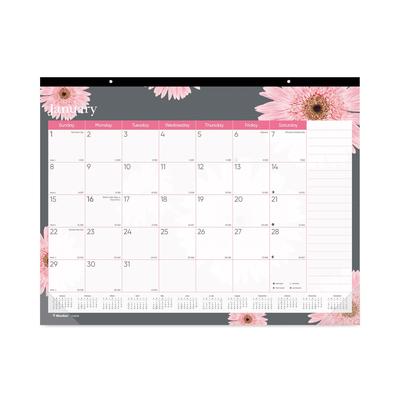 Brownline C193105 Monthly Desk Pad Calendar, 22 x 17, Pink/White Sheets, Black Binding, 12-Month (Jan to Dec): 2024