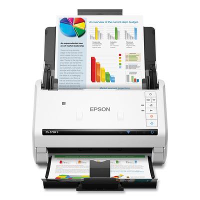 Epson B11B263202 DS-575W II Wireless Color Duplex Document Scanner, 600 dpi Optical Resolution, 50-Sheet Duplex Auto Document Feeder