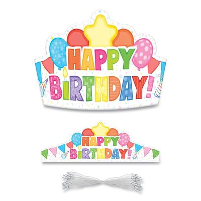 Carson Dellosa Publishing Company, Inc. 101100 Student Crown, Birthday, 14.5 x 5.13, Assorted Colors, 30/Pack - Pack of 30