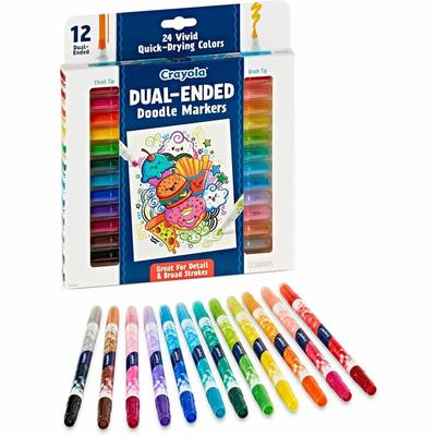 Crayola 588314 Dual-Ended Markers - Chisel, Brush Marker Point Style - Multicolor - 12 / Pack - Pack of 12