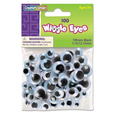 Creativity Street 3446-02 Wiggle Eyes Assortment, Assorted Sizes, Black, 100/Pack - Pack of 100