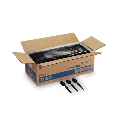 Dixie TH517 Plastic Cutlery, Heavyweight Teaspoons, Black, 1000/Carton - Case of 1000