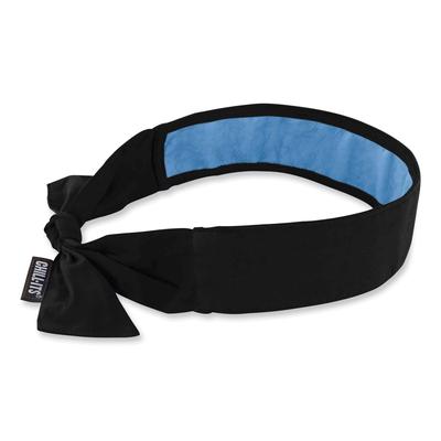 Ergodyne 12565 Chill-Its 6700CT Cooling Bandana PVA Tie Headband, One Size Fits Most, Black, Ships in 1-3 Business Days