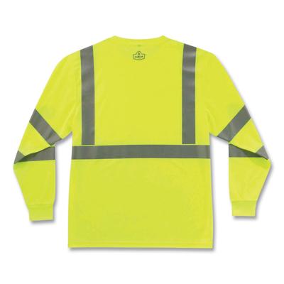 Ergodyne 21704 GloWear 8391 Class 3 Hi-Vis Long Sleeve Shirt, Polyester, Lime, Large, Ships in 1-3 Business Days EGO21704