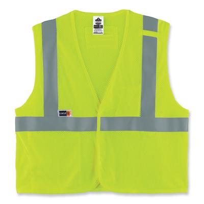Ergodyne 21869 GloWear 8263FRHL Class 2 FR Safety Economy Hook/Loop Vest, Modacrylic Mesh/Cotton, 4XL/5XL, Lime, Ships in 1-3 Business Days EGO21869
