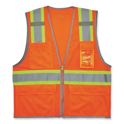 Ergodyne 24133 GloWear 8246Z Class 2 Two-Tone Mesh Reflective Binding Zipper Vest, Polyester, Small/Med, Orange, Ships in 1-3 Business Days EGO24133
