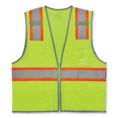 Ergodyne 24147 GloWear 8246Z Class 2 Two-Tone Mesh Reflective Binding Zipper Vest, Polyester, 2X-Large/3XL, Lime, Ships in 1-3 Business Days EGO24147