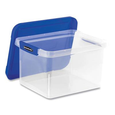 Fellowes 0086202 Heavy Duty Plastic File Storage, Letter/Legal Files, 14" x 17.38" x 10.5", Clear/Blue, 2/Pack - Pack of 2 FEL0086202