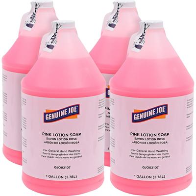 Genuine Joe 02107CT Pink Lotion Soap, 1 gal (3.8 L), Hand, Pink, Rich Lather, 4/Carton - Case of 4