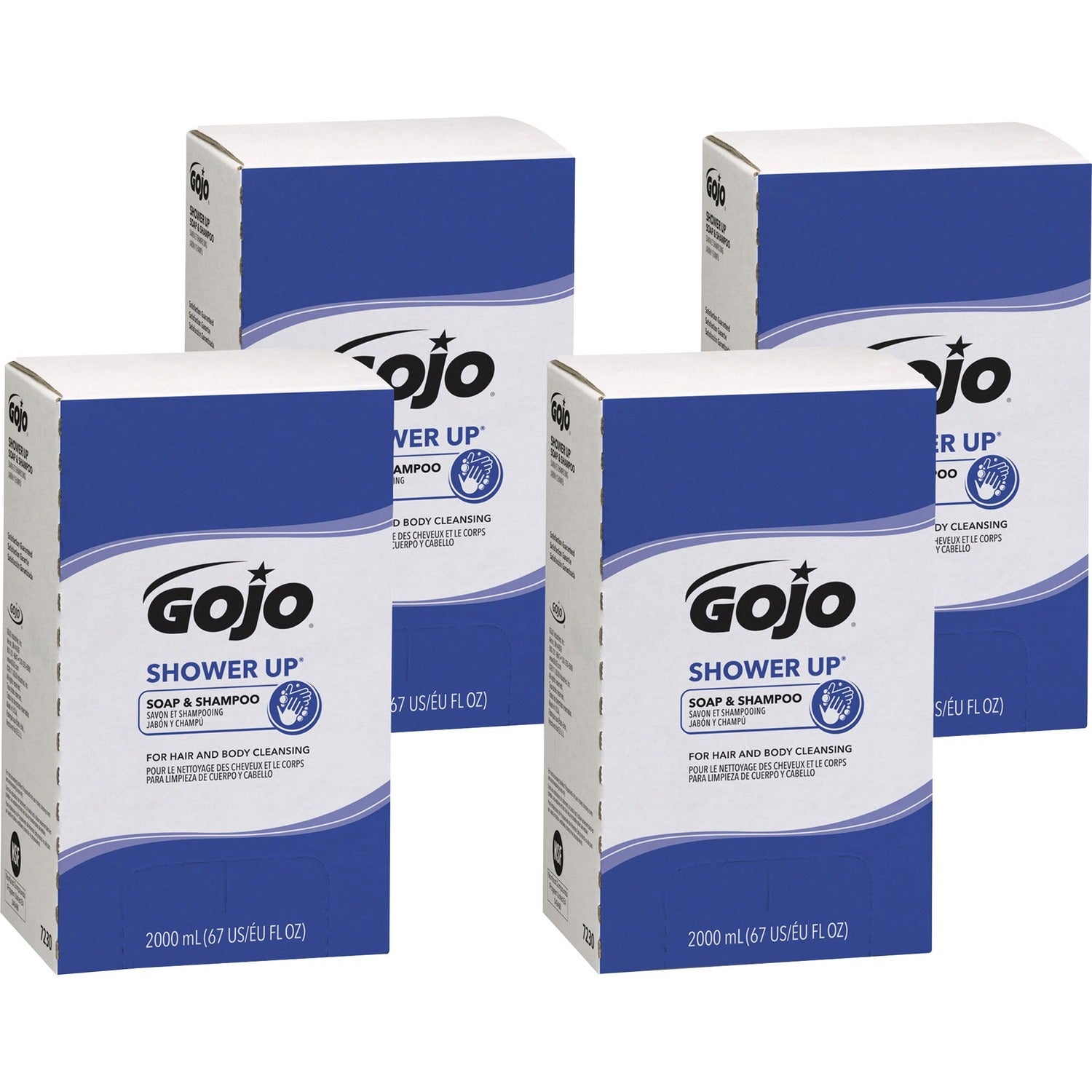 Gojo 723004 SHOWER UP Soap & Shampoo - Clean Scent - 67.6 fl oz (2 L) - Hair, Hand, Body - Rose - Pleasant Scent, Bio-based - 4 / Carton - Case of 4 G