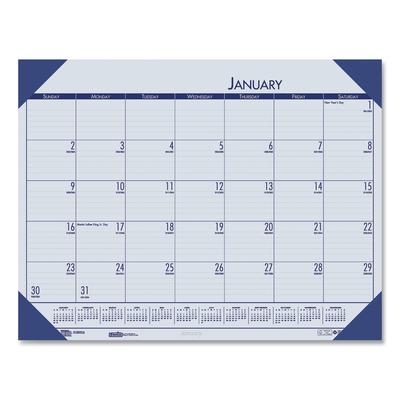 House Of Doolittle 124-40 EcoTones Recycled Monthly Desk Pad Calendar, 22 x 17, Ocean Blue Sheets/Corners, Black Binding, 12-Month (Jan-Dec): 2024