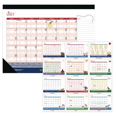 House Of Doolittle 1395 Recycled Academic Year Desk Pad Calendar, Illustrated Seasons Artwork, 22 x 17, Black Binding, 12-Month (July-June): 2023-24