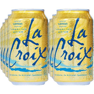 LaCroix 40130 Flavored Sparkling Water, Ready-to-Drink, Lemon Flavor, 12 fl oz (355 mL), 24/Carton/Can - Case of 24