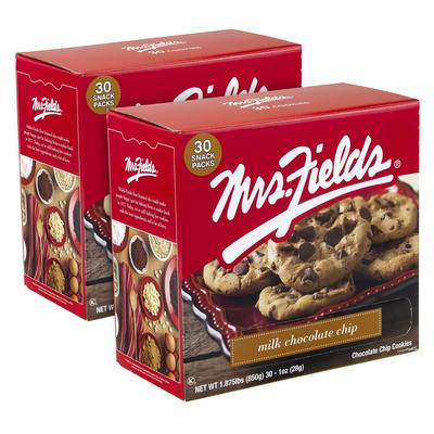 Mrs. Fields® 60004080 Cookies, Milk Chocolate Chip, 1 oz Individually Wrapped, 30/Box, 2 Boxes/Carton - Case of 60