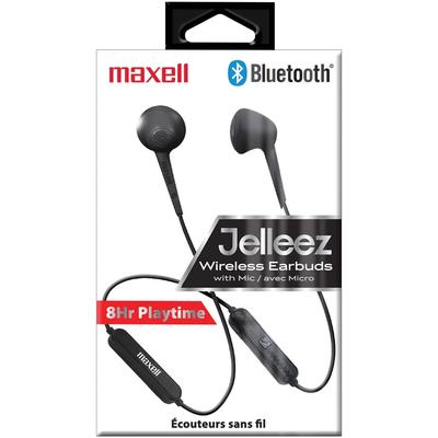 Maxell 198018 JELLEEZ WRLS BT EARBUD BLK 8HR PLAY MIC SOFT RUBBER FIT MAX198018