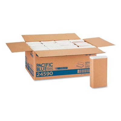 Pacific Blue Basic 24590 M-Fold Paper Towels, 9 1/5 x 9 2/5, White, 250/Pack, 16 PK/CT - Case of 4000