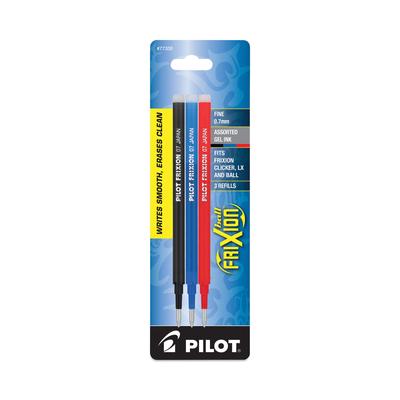 Pilot 77335 Refill for Pilot FriXion Erasable, FriXion Ball, FriXion Clicker and FriXion LX Gel Ink Pens, Fine Tip, Assorted Ink, 3/Pack - Pack of 3 P
