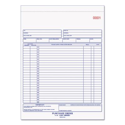 Rediform 1L146 Purchase Order Book, 17 Lines, Two-Part Carbonless, 8.5 x 11, 50 Forms Total