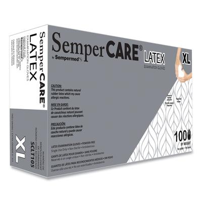 SemperCare® SCLT105BX Latex Examination Gloves, Cream, X-Large, 100/Box - Box of 100