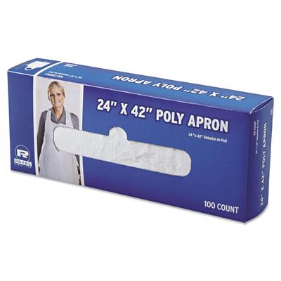 Royal DA2442 Poly Apron, White, 24 in. W x 42 in. L, One Size Fits All, 1000/Carton - 10 Packs of 100