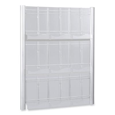 Safco 4134SL Luxe Magazine Rack, 9 Compartments, 31.75w x 5d x 41h, Clear/Silver, Ships in 1-3 Business Days SAF4134SL